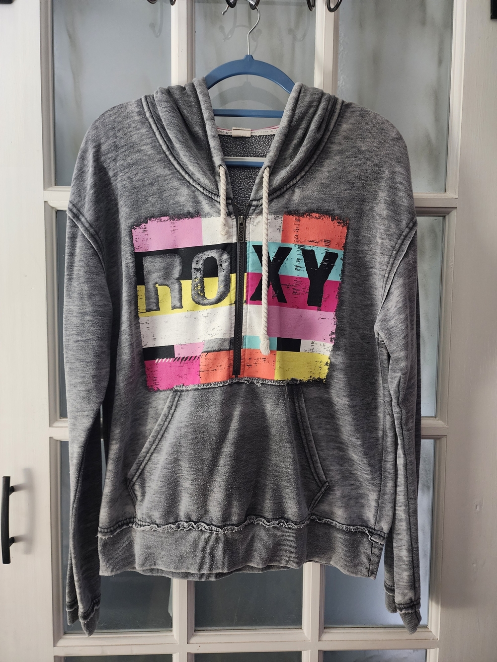 Roxy Women's Gray Hoodie with Multicolor Logo